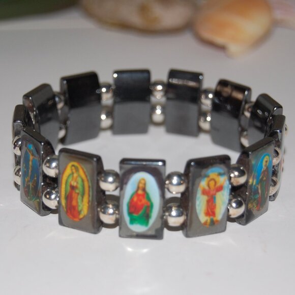 Saints Bracelet,Magnetic Bracelet,Catholic Christian Bracelet,Jesus,Mary,Angels - Picture 2 of 2
